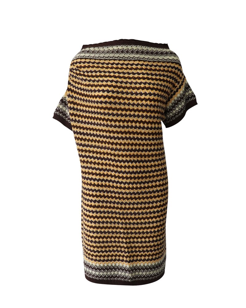 Missoni Patterned Knit Off Shoulder Dress in Multicolor Wool 7748727799868