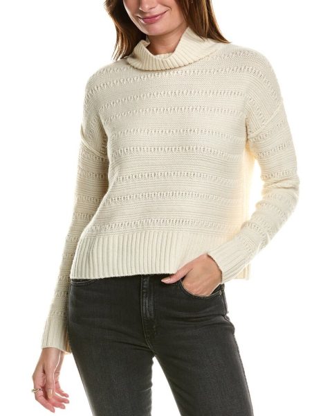 Forte Cashmere Crop Textured Mock Neck Wool & Cashmere-Blend Sweater 7823781888060