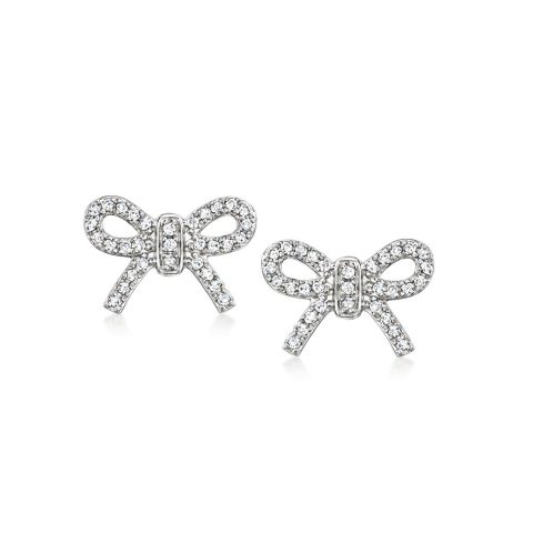 RS Pure by Ross-Simons 0. Diamond Bow Stud Earrings in Sterling Silver