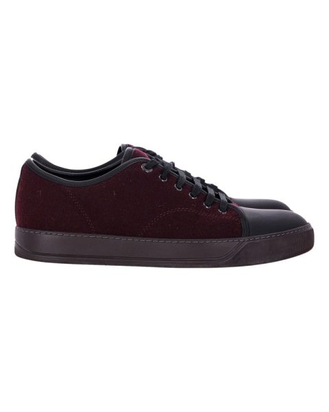 Lanvin DBB1 Matte Cap Toe Low Top Sneaker in Burgundy Suede 7748722917436