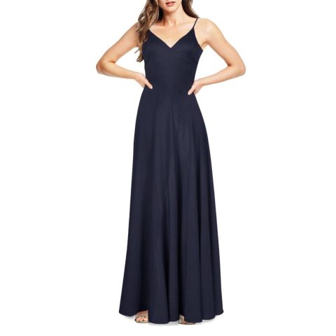 Charmeuse Metallic Maxi Evening Dress