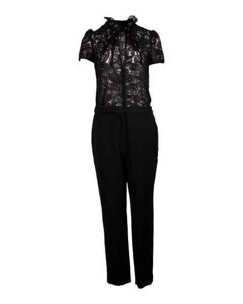 Maje Palilo Lace Jumpsuit in Black Cotton 7748723802172