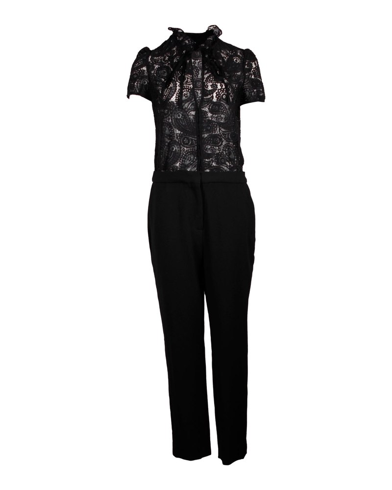 Maje Palilo Lace Jumpsuit in Black Cotton 7748723802172