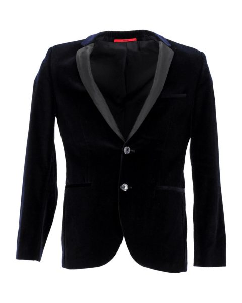 Hugo Boss Slim Fit Velvet Jacket in Navy Blue Cotton 7748722950204