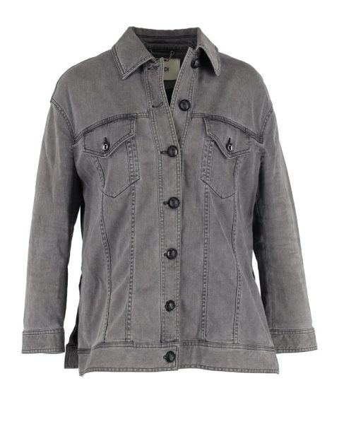 Fendi Embellished Trucker Jacket in Grey Cotton Denim 7748730847292
