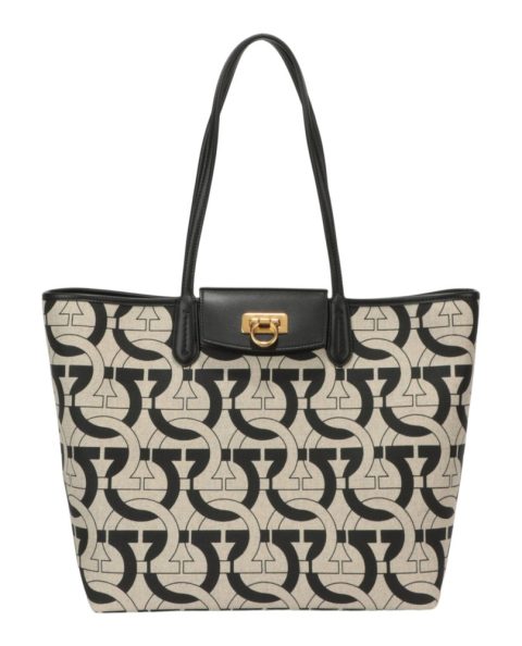 Gancini Print Canvas Tote Bag