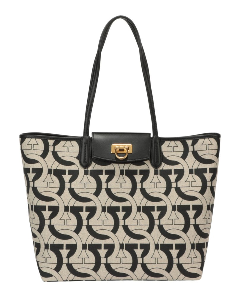 Gancini Print Canvas Tote Bag