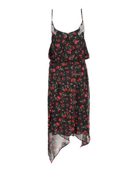 Dodo Bar Or Rose-Print Dress in Black Silk 7748727046204
