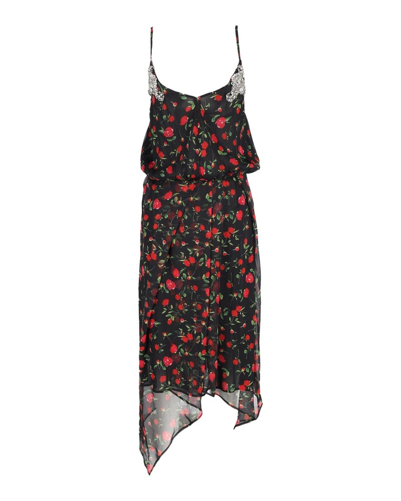Dodo Bar Or Rose-Print Dress in Black Silk 7748727046204