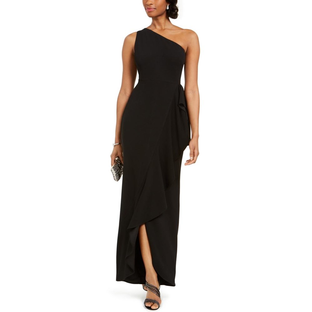 One Shoulder Solid Formal Dress