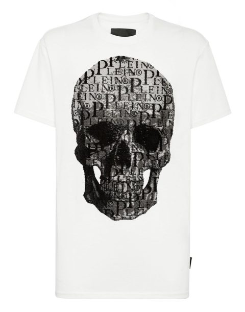 T-shirt Round Neck SS Skull and Plein with Crystals