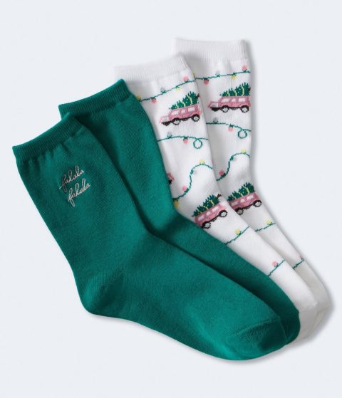 Aeropostale Fa La La Holiday Crew Sock 2-Pack