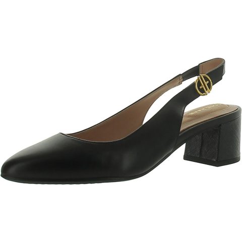 GO TO SLINGBACK Leather Almond Toe Slingback Heels
