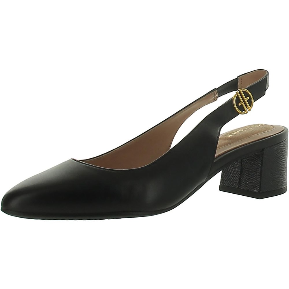 GO TO SLINGBACK Leather Almond Toe Slingback Heels