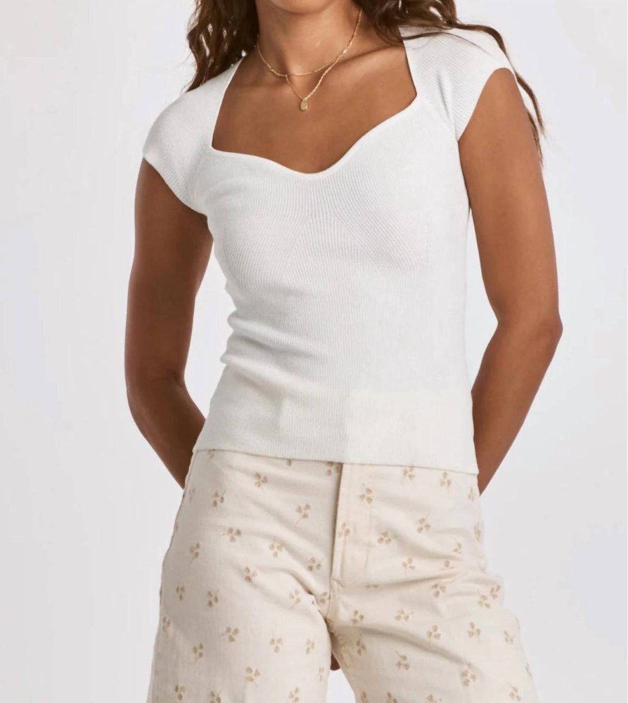 Demi Sweetheart Neck Ribbed Top In Ivory