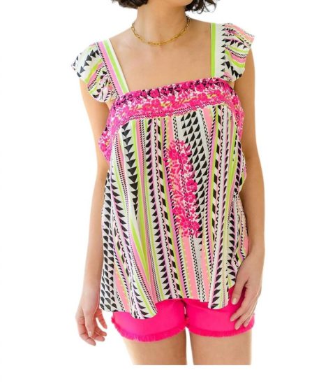 Francesca Embroidered Top In Pink