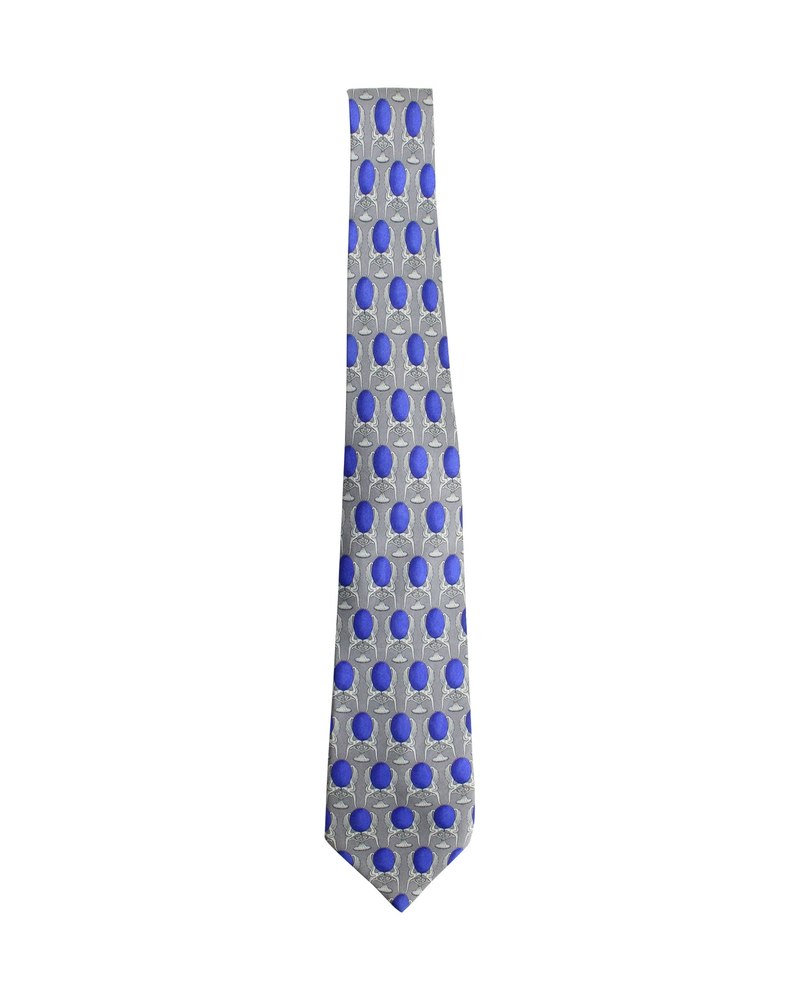 Lanvin Printed Tie in Grey Silk 7748731469884