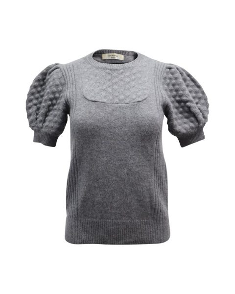 Viktor & Rolf Puffed Sleeve Sweater Top in Grey Wool