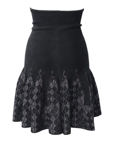 Roland Mouret Fluted Godet Skirt in Black Viscose
