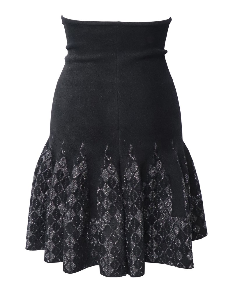 Roland Mouret Fluted Godet Skirt in Black Viscose
