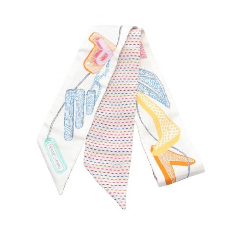 Hermes Chevalo Scope Neon Twilly Silk Scarf Canvas Scarf