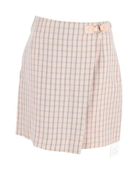 Sandro Paris Meredith Checked Mini Wrap Skirt in Pink Cotton 7748731830332