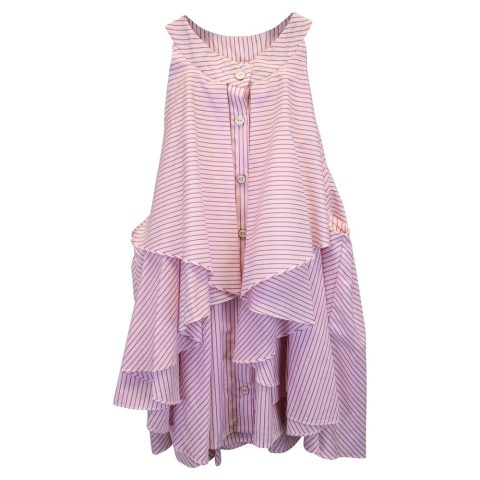 Caroline Constas Striped Halterneck Top in Pink Cotton 7748732846140
