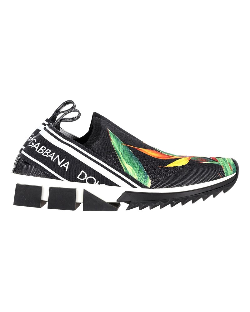 Dolce & Gabbana Sorrento ‘Bird of Paradise’ Slip-On Sneakers in Black Stretch Mesh Canvas 7748734255164