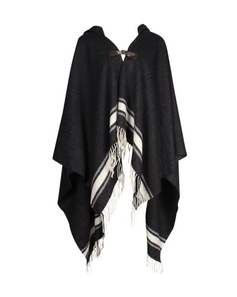 Max Mara Weekend Smooth Blend Hooded Poncho in Grey Wool 7748739301436