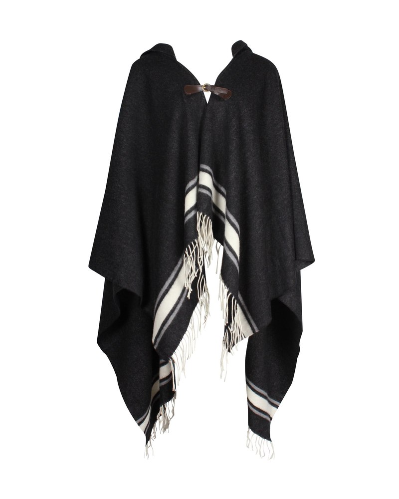 Max Mara Weekend Smooth Blend Hooded Poncho in Grey Wool 7748739301436