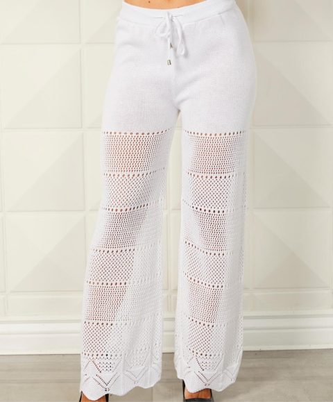 Crochet Detail Pant In White