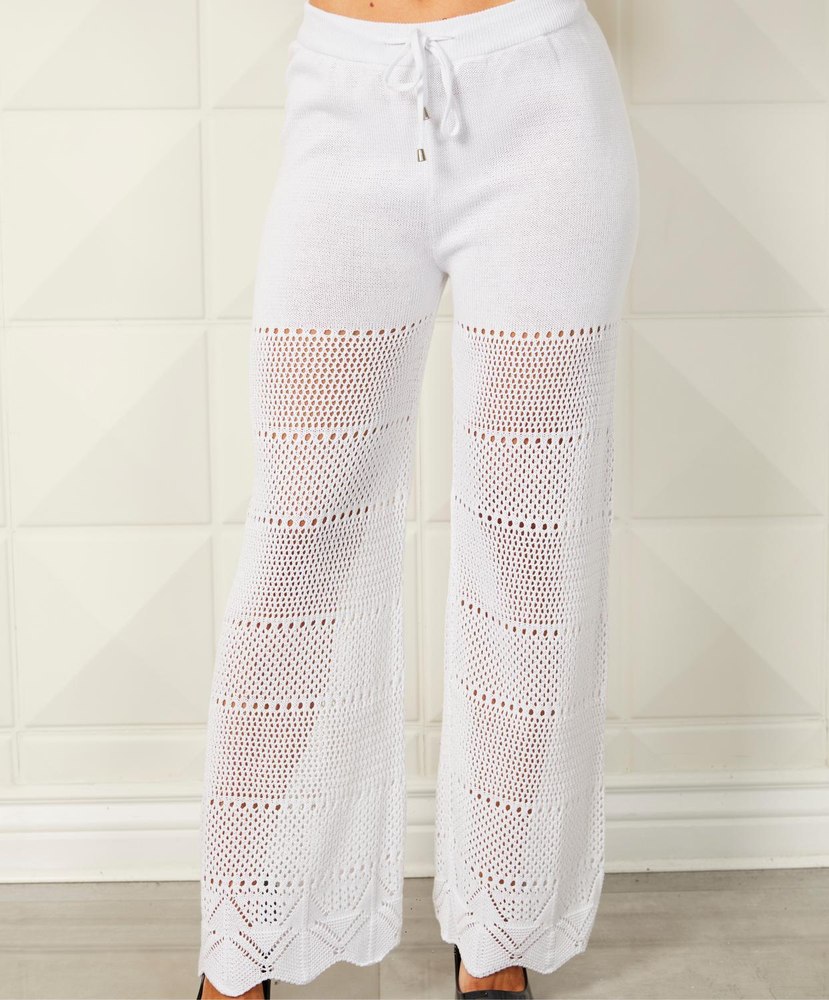 Crochet Detail Pant In White