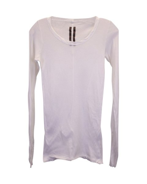 Rick Owens Sheer Long Sleeve T-shirt in White Cotton 7748739858492
