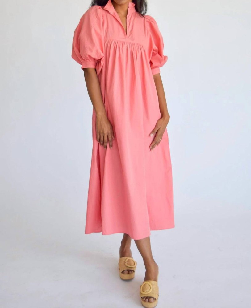 High Neck Midi Dress In Tangerine