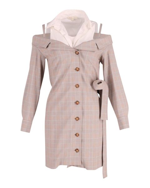 Maje Trompe-l’oeil Shirt Dress in Beige Polyester 7748738285628