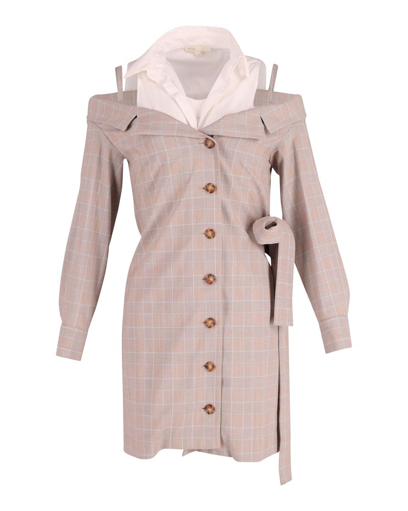 Maje Trompe-l’oeil Shirt Dress in Beige Polyester 7748738285628