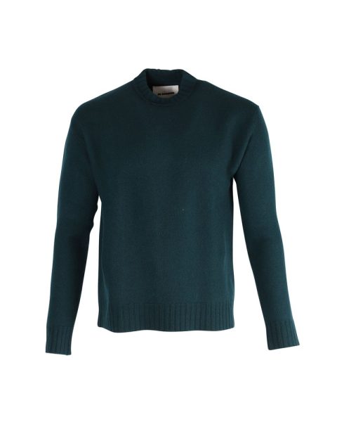 Jil Sander Crewneck Long Sleeve Sweater in Green Wool 7748738875452
