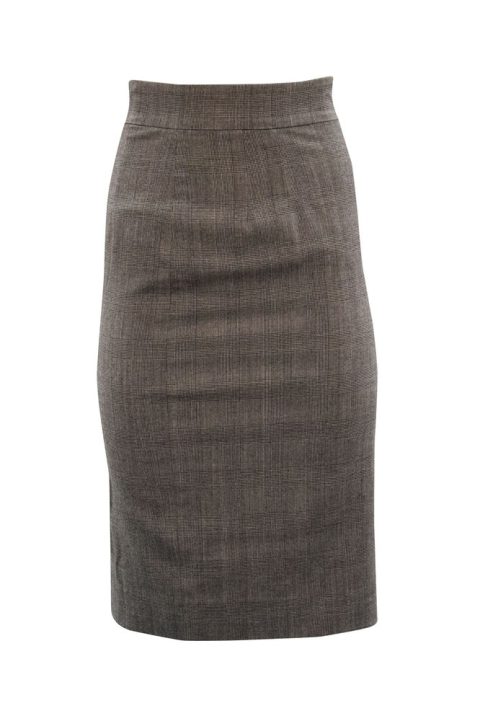 Dolce & Gabbana Plaid Pencil Skirt in Grey Virgin Wool 7748738842684