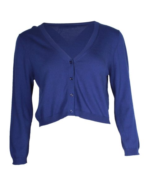 Max Mara Weekend Cropped Cardigan in Blue Viscose 7748738449468