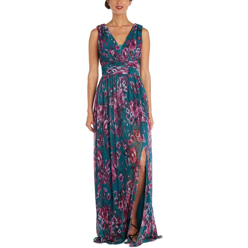 Padded Bust Floral Evening Dress