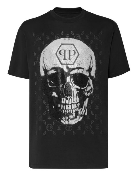 T-shirt Round Neck SS Skull and Plein with Crystals 7648922665020
