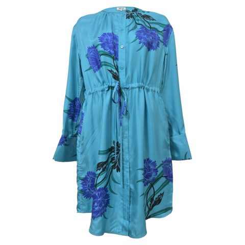 Diane Von Furstenberg Farren Print Shirt Dress in Blue Silk 7748745592892