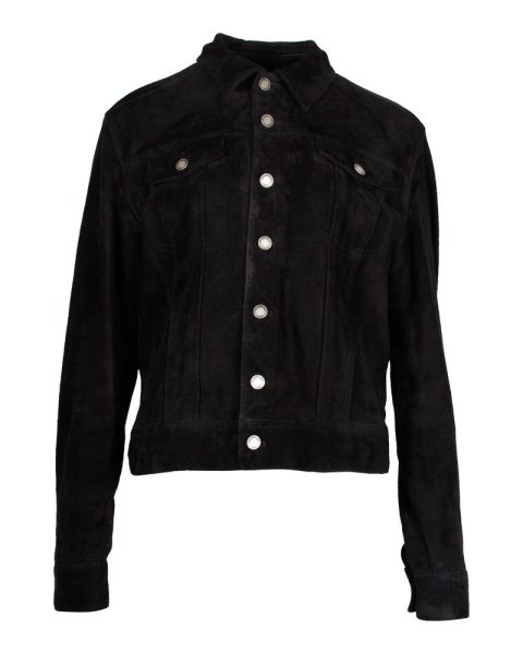 Saint Laurent Trucker Jacket in Black Suede 7748746215484