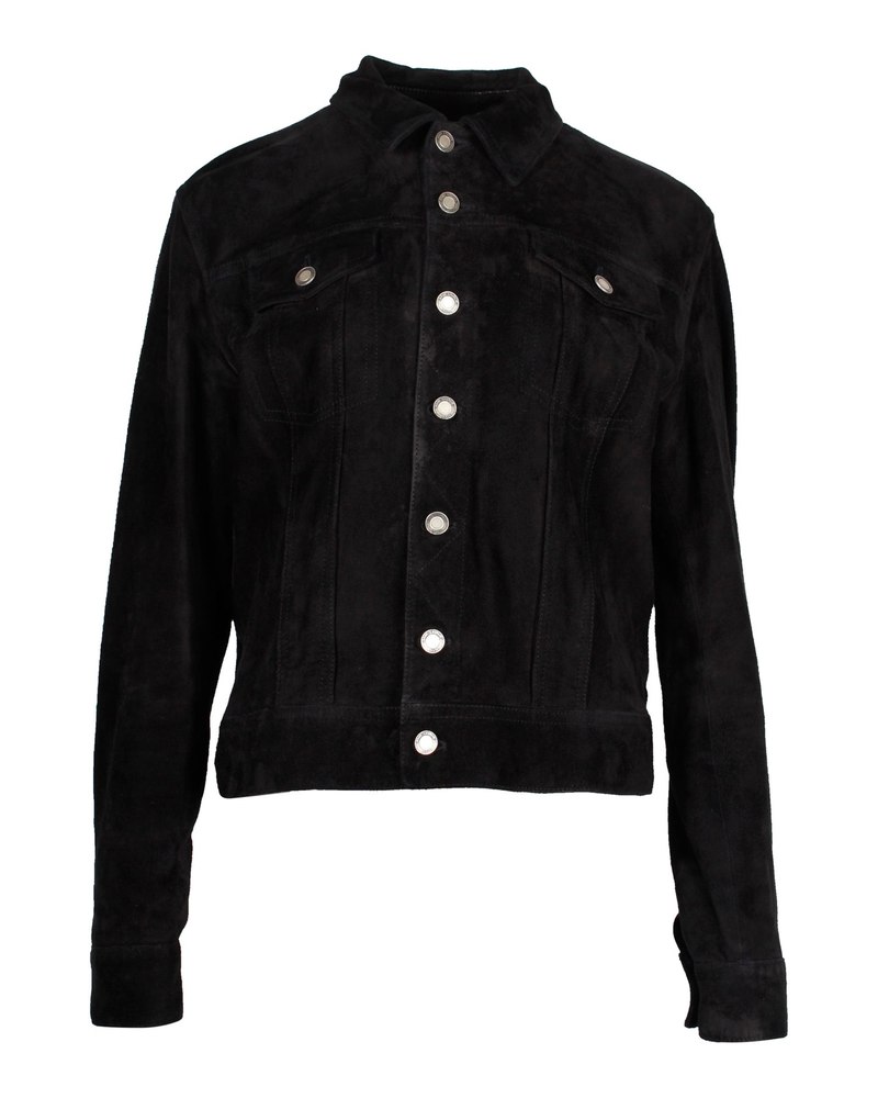 Saint Laurent Trucker Jacket in Black Suede 7748746215484