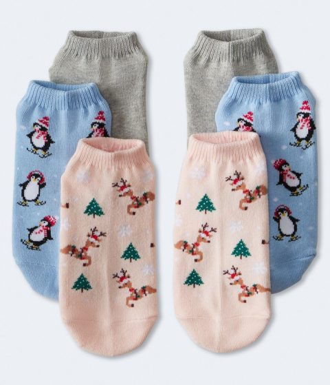 Aeropostale Santa Hat Reindeer Ankle Sock 3-Pack