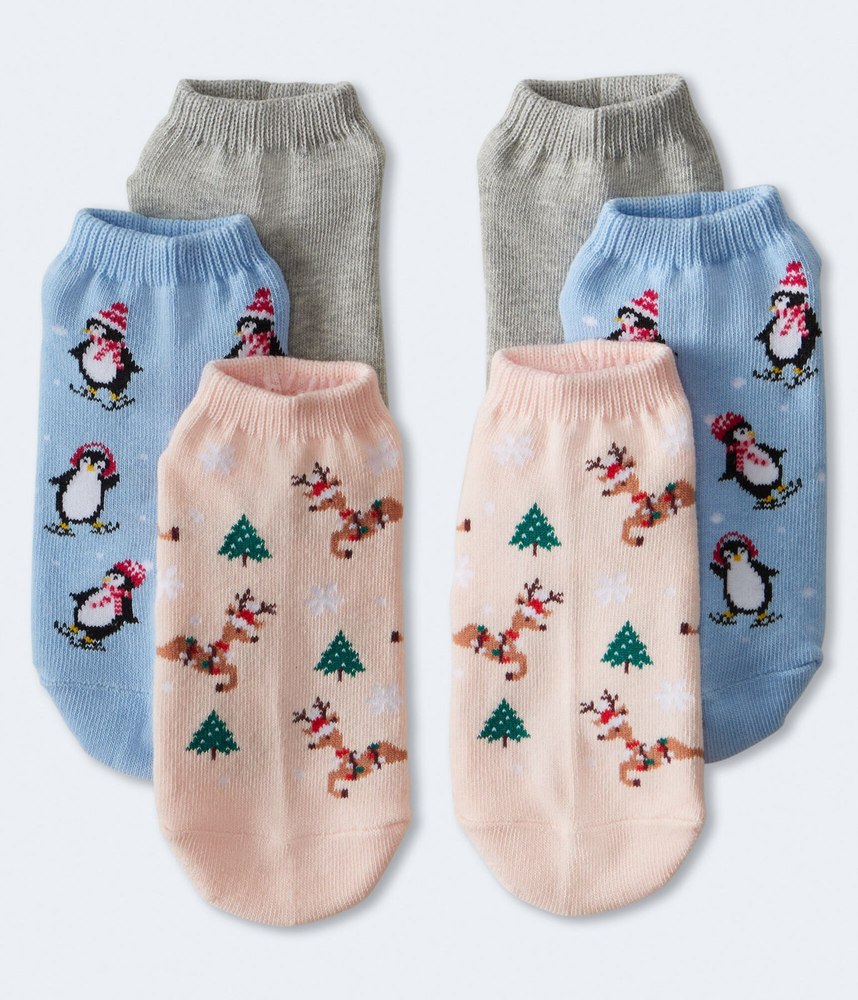 Aeropostale Santa Hat Reindeer Ankle Sock 3-Pack