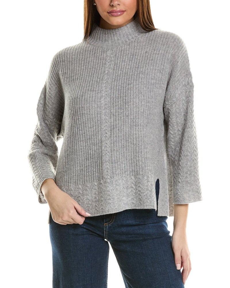 Hannah Rose Shaker Cable Turtleneck Wool & Cashmere-Blend Sweater 7823792209980