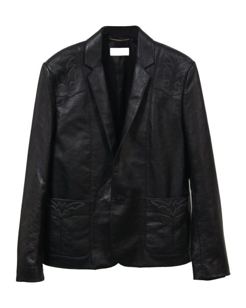 Saint Laurent Western Blazer Jacket in Black Leather 7748747034684