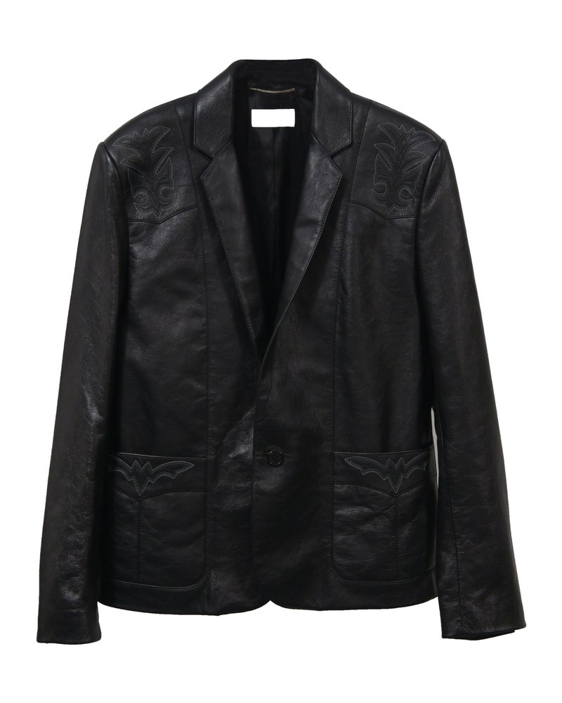 Saint Laurent Western Blazer Jacket in Black Leather 7748747034684