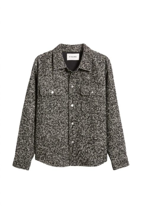 Men’s Tweed Textured Overshirt Jacket In Grey